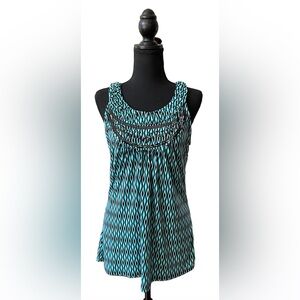 Fashion Bug: Boho Pattern Sleeveless Blouse with Beaded Front